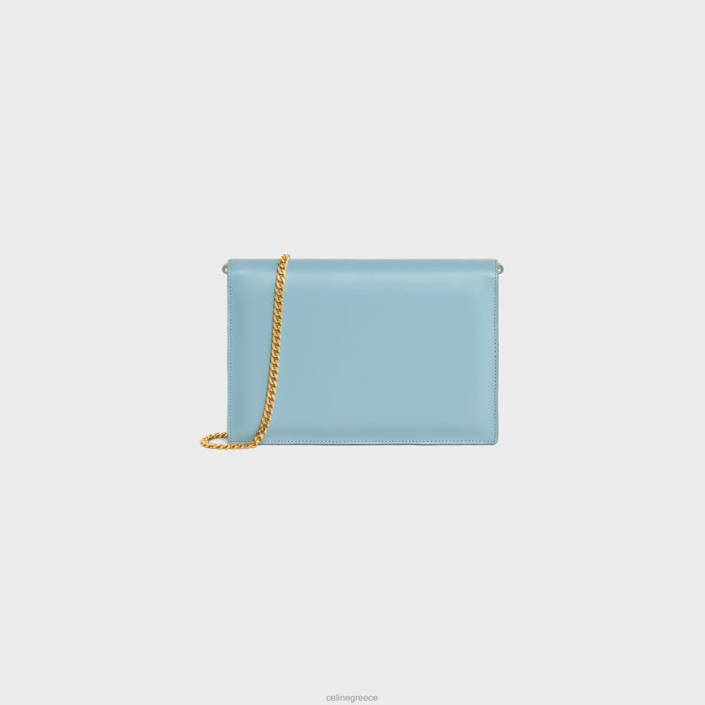 clutch soir σε γυαλιστερό δέρμα μόσχου γυναίκες CELINE 640PT393 αξεσουάρ Καλιφόρνια μπλε