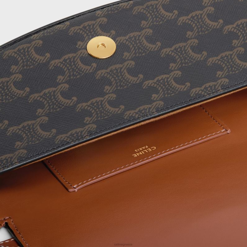 clutch σε λουράκι ταμπού σε καμβά triomphe & δέρμα μοσχαριού γυναίκες CELINE 640PT389 αξεσουάρ βυρσοδέψω