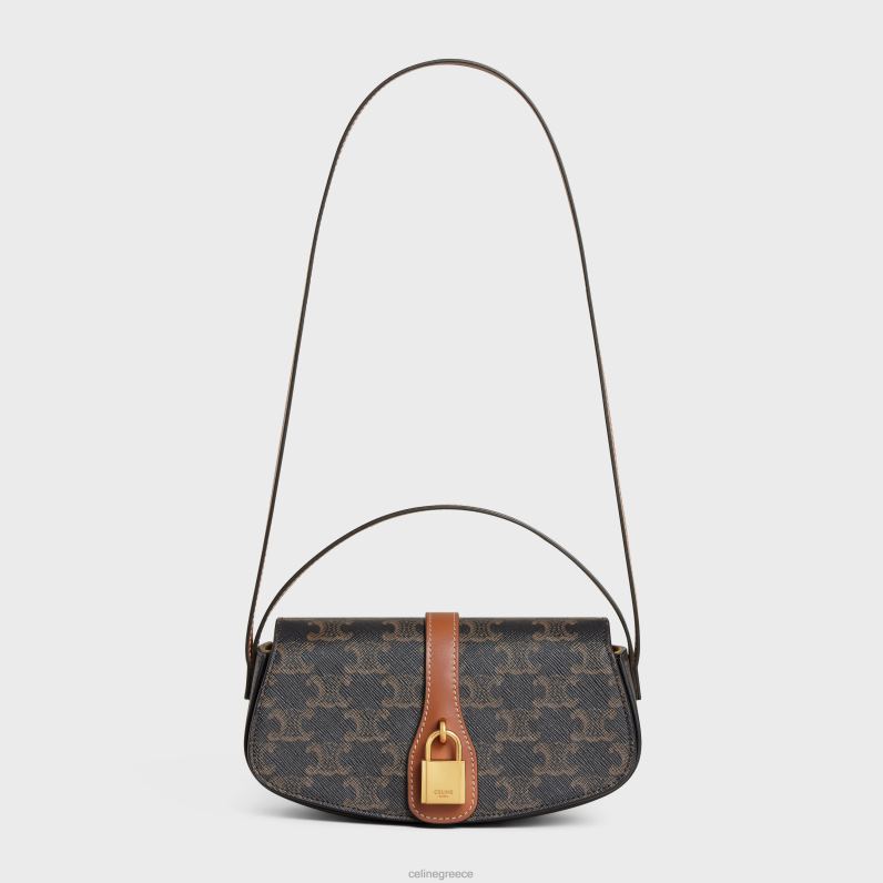 clutch σε λουράκι ταμπού σε καμβά triomphe & δέρμα μοσχαριού γυναίκες CELINE 640PT389 αξεσουάρ βυρσοδέψω