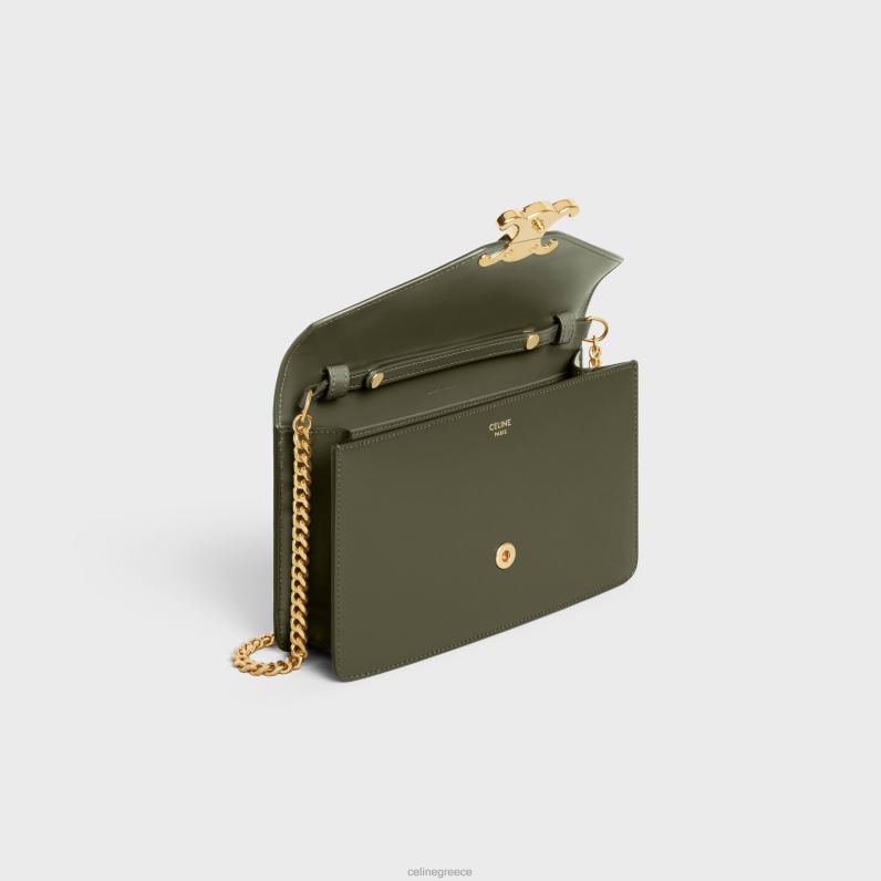 πορτοφόλι σε αλυσίδα margo σε γυαλιστερό δέρμα μοσχαριού γυναίκες CELINE 640PT307 αξεσουάρ μαύρη ελιά