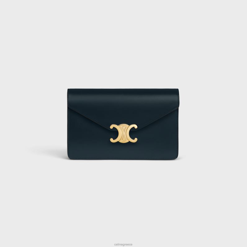πορτοφόλι σε αλυσίδα margo σε γυαλιστερό δέρμα μοσχαριού γυναίκες CELINE 640PT314 αξεσουάρ ναυτικό μπλε