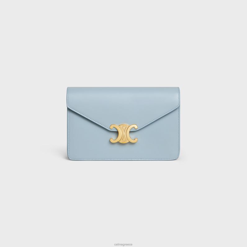 πορτοφόλι σε αλυσίδα margo σε γυαλιστερό δέρμα μοσχαριού γυναίκες CELINE 640PT316 αξεσουάρ απαλό μπλε
