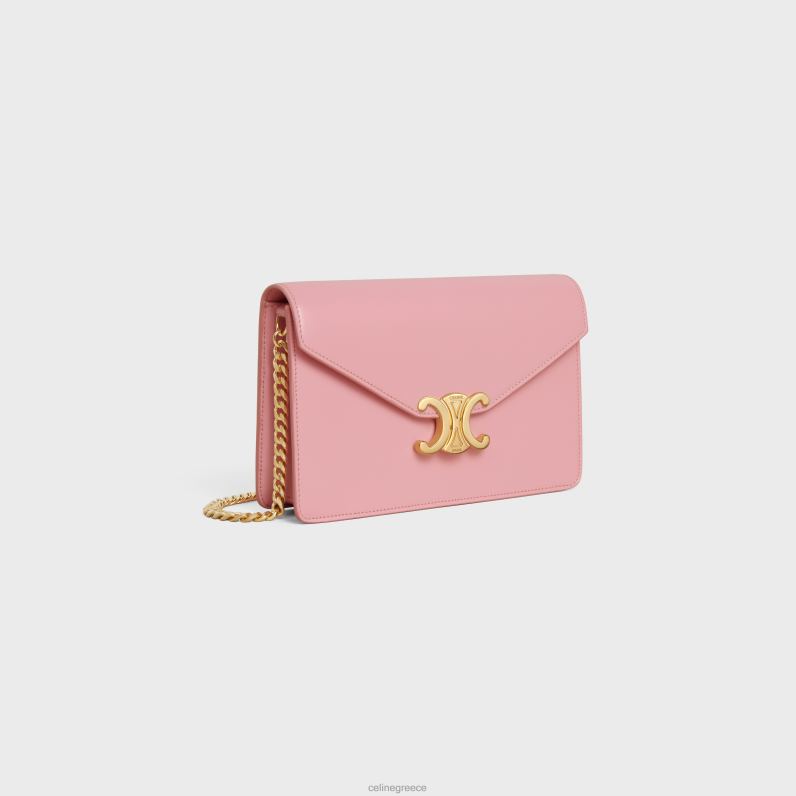 πορτοφόλι σε αλυσίδα margo σε γυαλιστερό δέρμα μοσχαριού γυναίκες CELINE 640PT317 αξεσουάρ τριαντάφυλλο