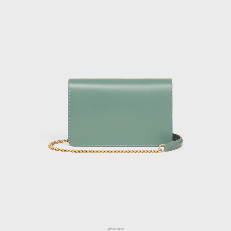 πορτοφόλι σε αλυσίδα margo σε γυαλιστερό δέρμα μοσχαριού γυναίκες CELINE 640PT348 αξεσουάρ celadon