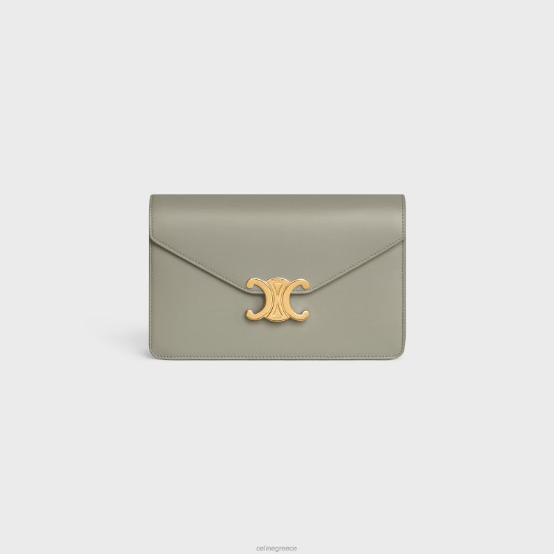 πορτοφόλι σε αλυσίδα margo σε γυαλιστερό δέρμα μοσχαριού γυναίκες CELINE 640PT349 αξεσουάρ πράσινο πηλό