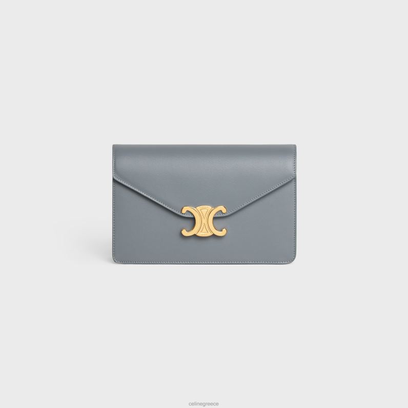πορτοφόλι σε αλυσίδα margo σε γυαλιστερό δέρμα μοσχαριού γυναίκες CELINE 640PT352 αξεσουάρ μπλε γκρι