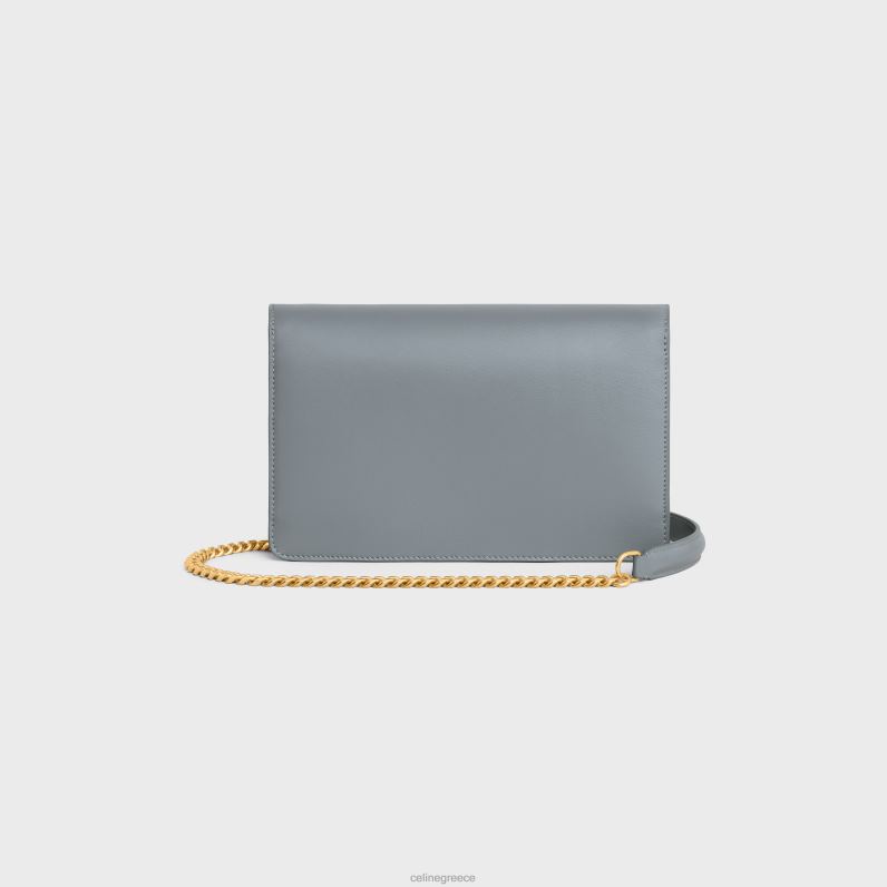 πορτοφόλι σε αλυσίδα margo σε γυαλιστερό δέρμα μοσχαριού γυναίκες CELINE 640PT352 αξεσουάρ μπλε γκρι