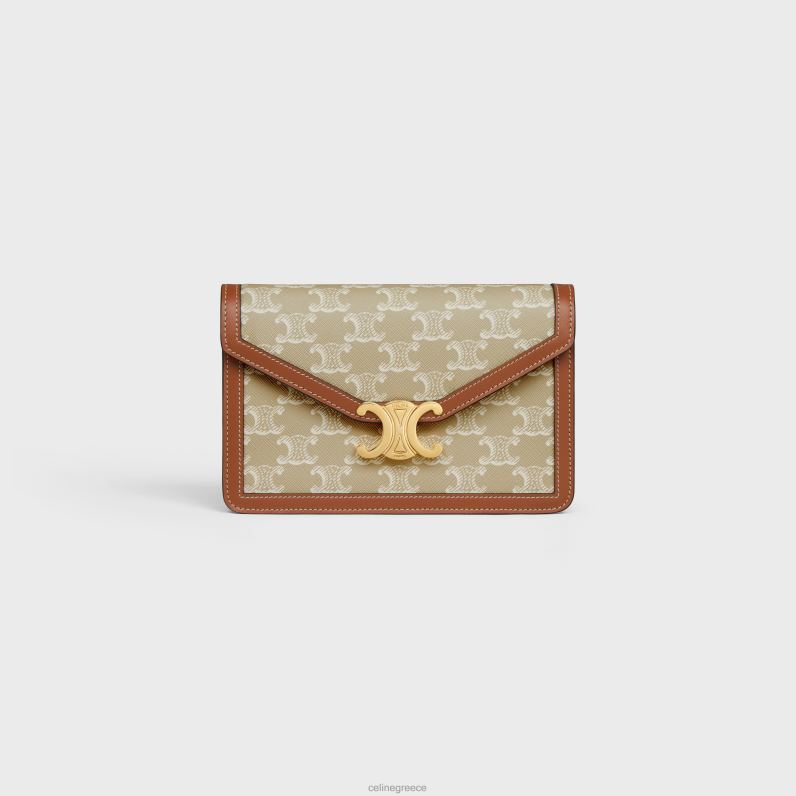 πορτοφόλι σε αλυσίδα margo σε καμβά triomphe & δέρμα μοσχαριού γυναίκες CELINE 640PT351 αξεσουάρ grege
