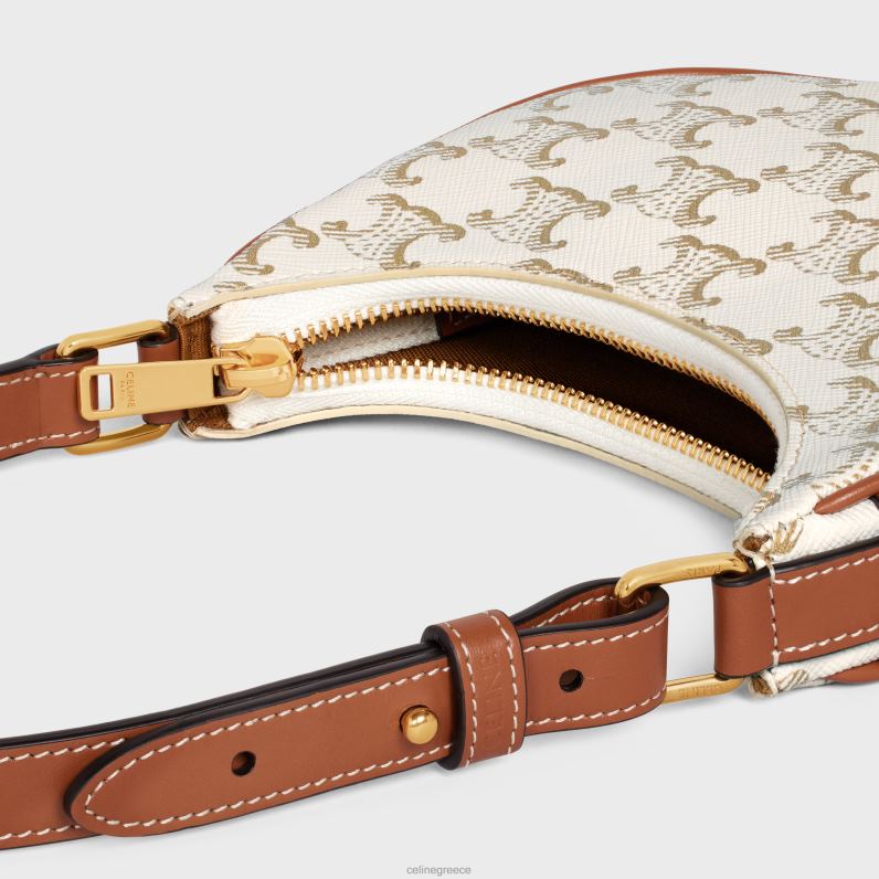 mini ava σε καμβά triomphe & δέρμα μοσχαριού γυναίκες CELINE 640PT385 αξεσουάρ λευκό/μαύρισμα