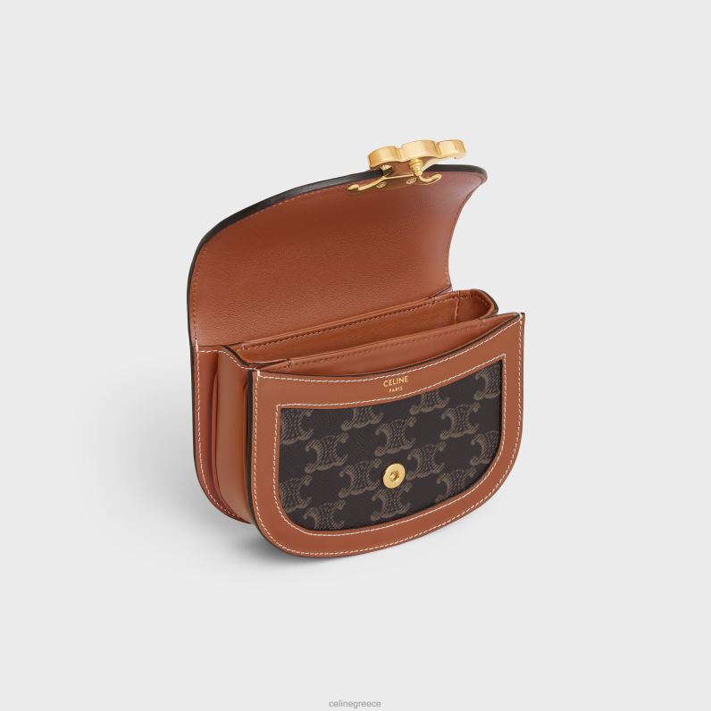 mini besace clea σε καμβά triomphe & δέρμα μοσχαριού γυναίκες CELINE 640PT324 αξεσουάρ βυρσοδέψω