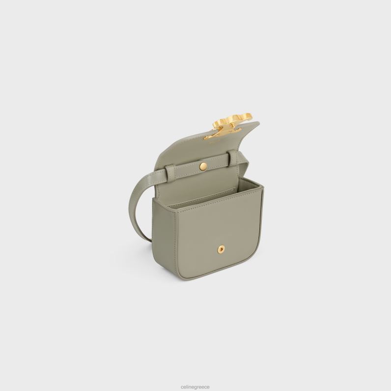 mini claude σε γυαλιστερό δέρμα μοσχαριού γυναίκες CELINE 640PT366 αξεσουάρ πράσινο πηλό