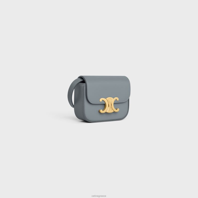 mini claude σε γυαλιστερό δέρμα μοσχαριού γυναίκες CELINE 640PT367 αξεσουάρ μπλε γκρι