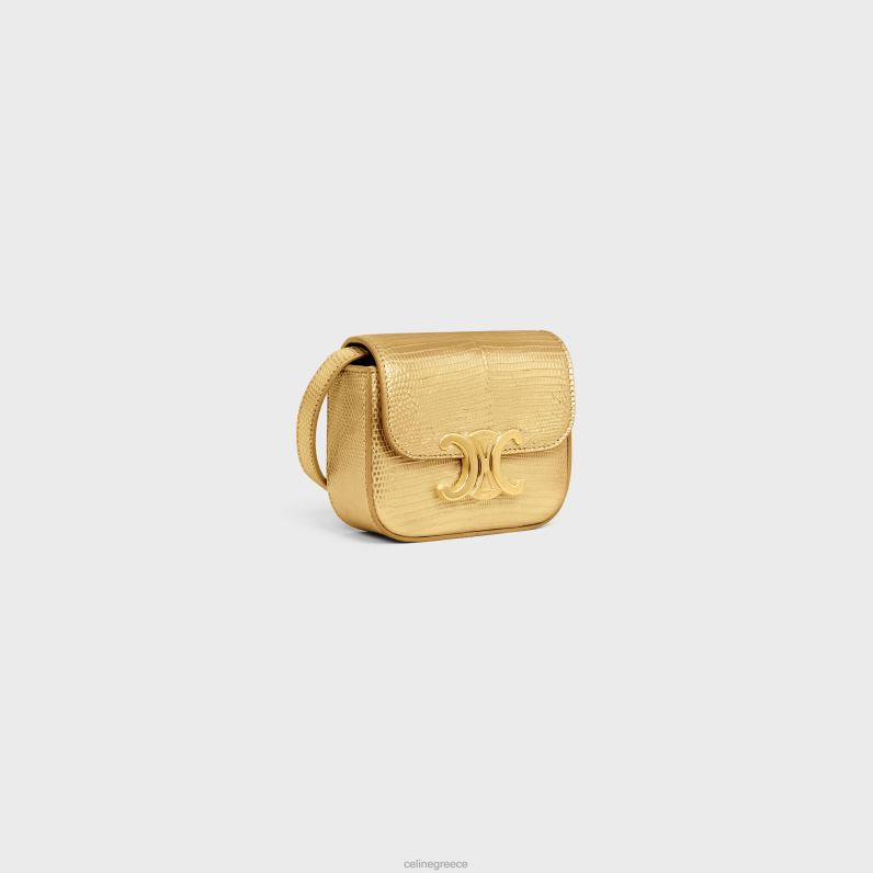 mini claude σε πλαστικοποιημένη σαύρα γυναίκες CELINE 640PT374 αξεσουάρ χρυσός