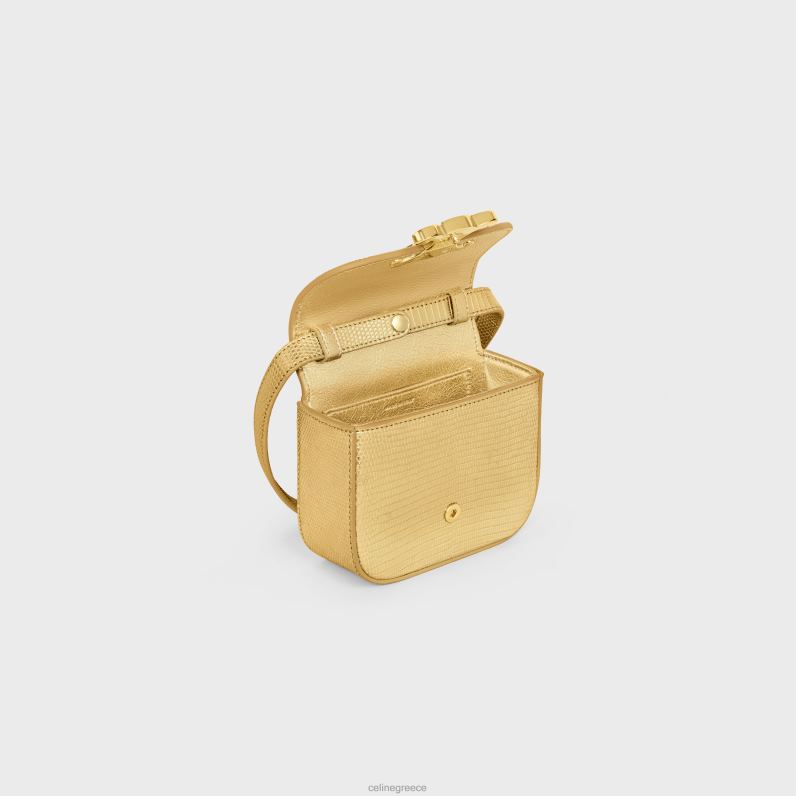 mini claude σε πλαστικοποιημένη σαύρα γυναίκες CELINE 640PT374 αξεσουάρ χρυσός