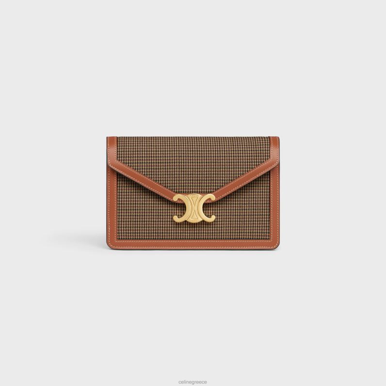 πορτοφόλι σε αλυσίδα μαργκό από ύφασμα pied de poule & δέρμα μοσχαριού γυναίκες CELINE 640PT356 αξεσουάρ πολύχρωμο