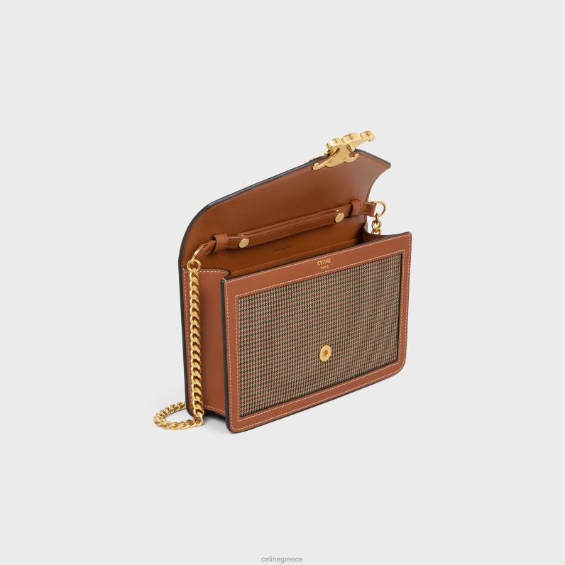 πορτοφόλι σε αλυσίδα μαργκό από ύφασμα pied de poule & δέρμα μοσχαριού γυναίκες CELINE 640PT356 αξεσουάρ πολύχρωμο