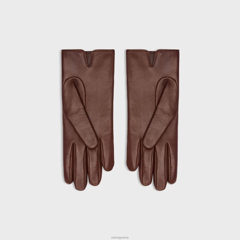 γάντια θριάμβου σε δέρμα αρνιού γυναίκες CELINE 640PT1187 αξεσουάρ καφέ