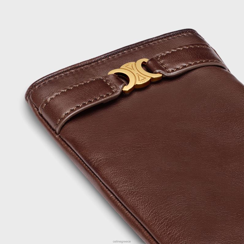 γάντια θριάμβου σε δέρμα αρνιού γυναίκες CELINE 640PT1187 αξεσουάρ καφέ