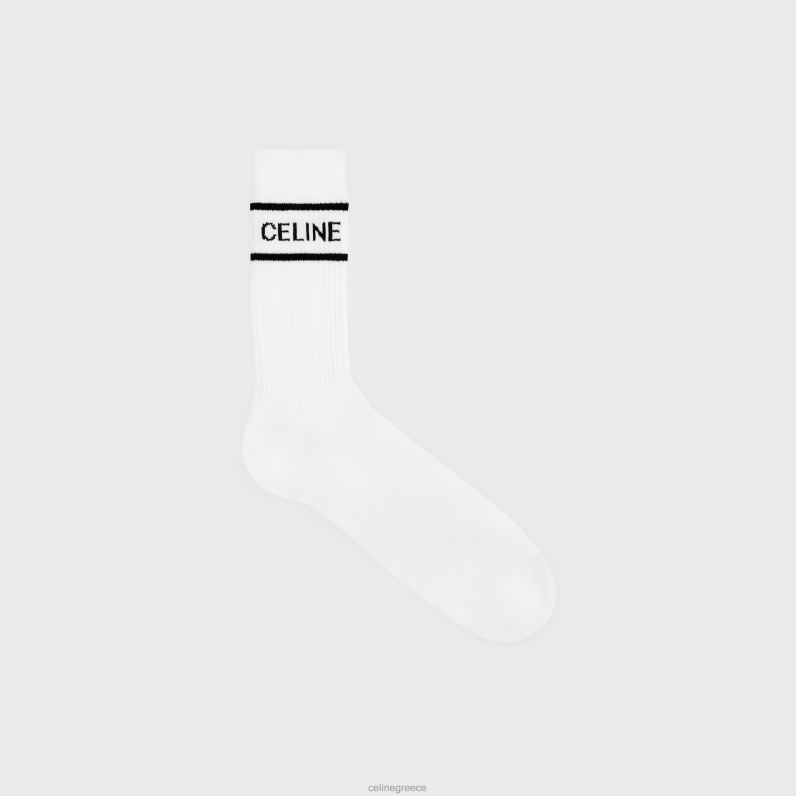 κάλτσες από ριγέ βαμβάκι άνδρες CELINE 640PT2197 αξεσουάρ άσπρο μαύρο