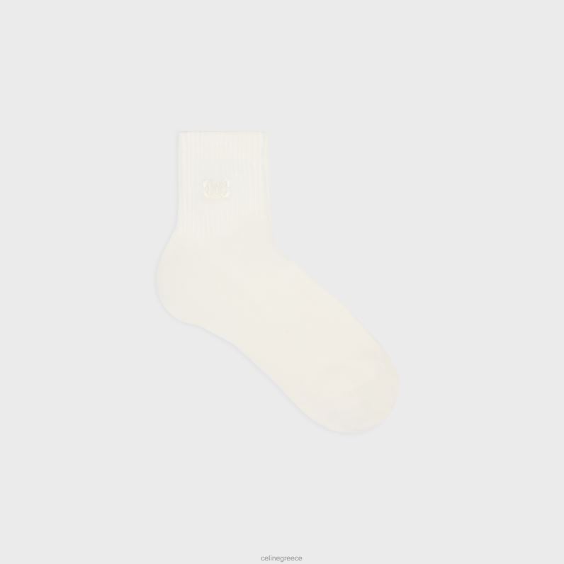 κάλτσες triomphe από βαμβάκι με ραβδώσεις γυναίκες CELINE 640PT1059 αξεσουάρ εκρού