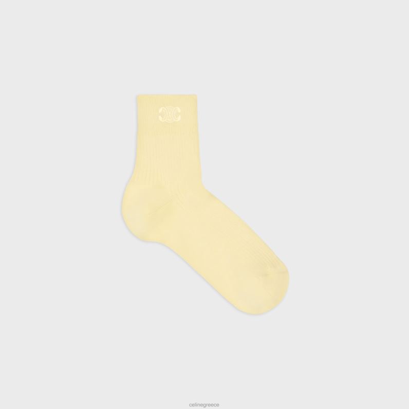 βαμβακερές κάλτσες triomphe γυναίκες CELINE 640PT1229 αξεσουάρ ωχρό κίτρινο
