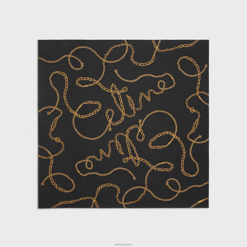 τετράγωνο σε αλυσίδα μεταξωτό twill γυναίκες CELINE 640PT1204 αξεσουάρ μαύρος