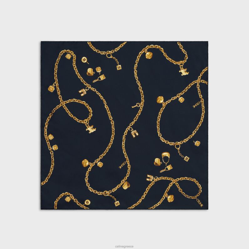 τετράγωνες σε αλυσίδα φούντες μεταξωτό twill γυναίκες CELINE 640PT1205 αξεσουάρ ΠΟΛΕΜΙΚΟ ΝΑΥΤΙΚΟ