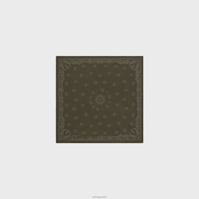 μπαντάνα σε μεταξωτό twill γυναίκες CELINE 640PT1212 αξεσουάρ κακί / υπόλευκο