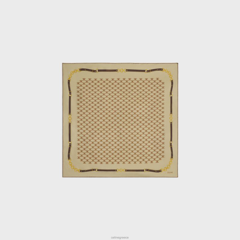 μπαντάνα σε μεταξωτό twill κληρονομιάς γυναίκες CELINE 640PT1216 αξεσουάρ μπεζ