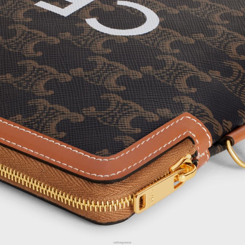 μικρό πουγκί με υπογραφή με λουράκι σε καμβά θριάμβου με στάμπα γυναίκες CELINE 640PT508 αξεσουάρ βυρσοδέψω
