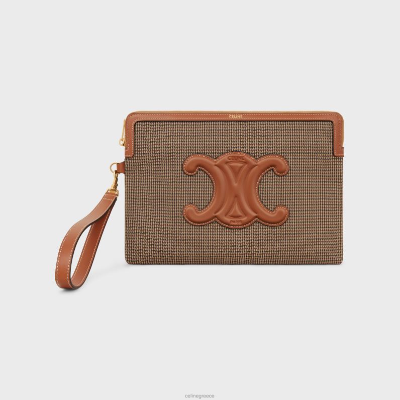 μικρό πουγκί με λουράκι υπογραφή από ύφασμα pied de poule γυναίκες CELINE 640PT547 αξεσουάρ πολύχρωμο