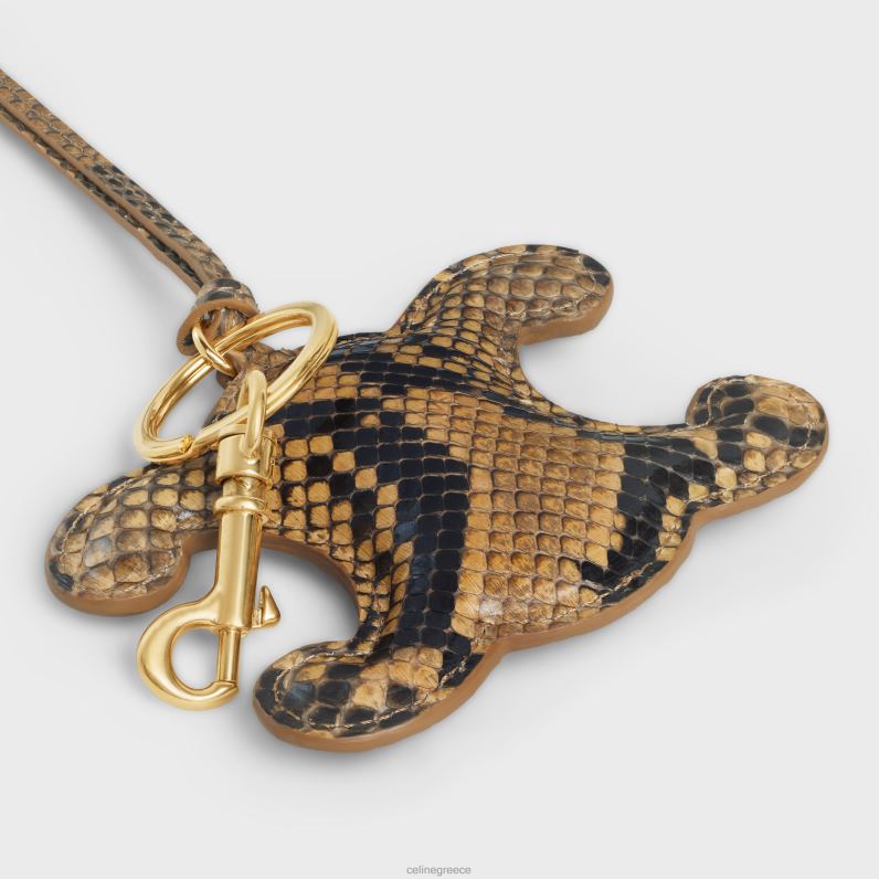 μπρελόκ triomphe pom-pom σε python με χρυσό φινίρισμα γυναίκες CELINE 640PT437 αξεσουάρ φυσικός