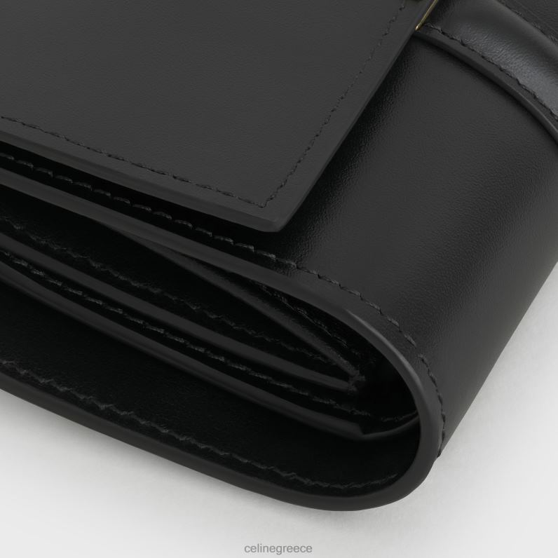 μικρό τρίπτυχο πορτοφόλι 16 σε γυαλιστερό δέρμα μοσχαριού γυναίκες CELINE 640PT466 αξεσουάρ μαύρος
