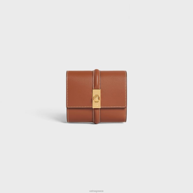 μικρό τρίπτυχο πορτοφόλι 16 σε γυαλιστερό δέρμα μοσχαριού γυναίκες CELINE 640PT467 αξεσουάρ βυρσοδέψω