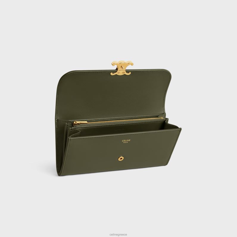 μεγάλο πορτοφόλι θρίαμβος σε γυαλιστερό δέρμα μοσχαριού γυναίκες CELINE 640PT398 αξεσουάρ μαύρη ελιά