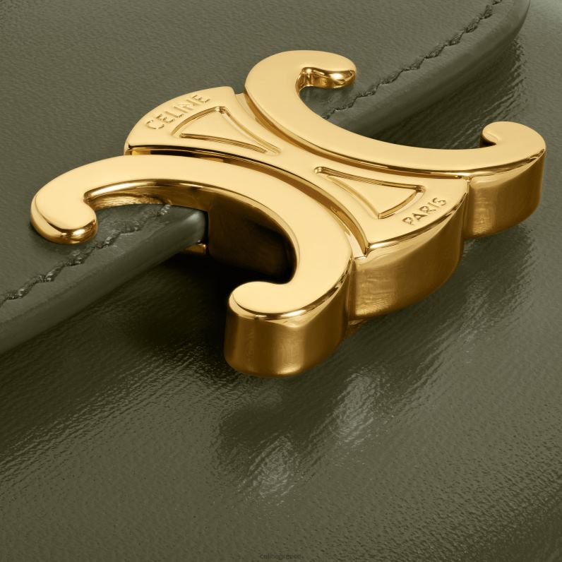 μικρό πορτοφόλι θρίαμβος σε γυαλιστερό δέρμα μοσχαριού γυναίκες CELINE 640PT399 αξεσουάρ μαύρη ελιά