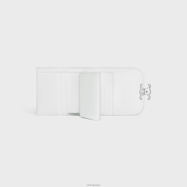 μικρό πορτοφόλι θρίαμβος σε γυαλιστερό δέρμα μοσχαριού γυναίκες CELINE 640PT400 αξεσουάρ blanc de blanc
