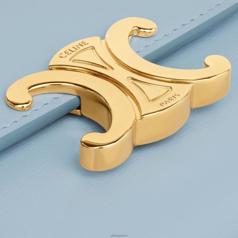 συμπαγές πορτοφόλι με θρίαμβο νομίσματος σε γυαλιστερό δέρμα μοσχαριού γυναίκες CELINE 640PT410 αξεσουάρ απαλό μπλε