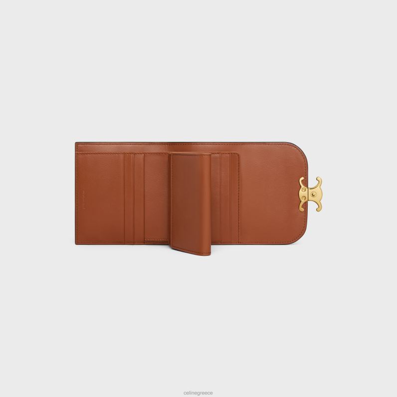 μικρό πορτοφόλι θρίαμβος σε φυσικό δέρμα μοσχαριού ανάγλυφο γυναίκες CELINE 640PT411 αξεσουάρ βυρσοδέψω
