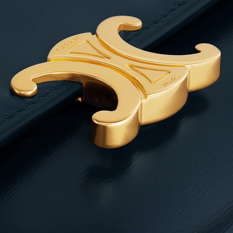 μεγάλο πορτοφόλι θρίαμβος σε γυαλιστερό δέρμα μοσχαριού γυναίκες CELINE 640PT442 αξεσουάρ ναυτικό μπλε