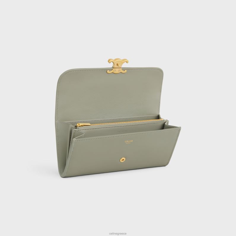 μεγάλο πορτοφόλι θρίαμβος σε γυαλιστερό δέρμα μοσχαριού γυναίκες CELINE 640PT443 αξεσουάρ πράσινο πηλό