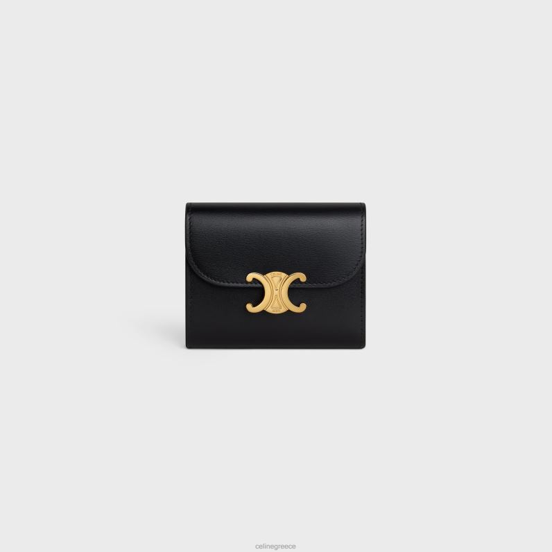 μικρό πορτοφόλι θρίαμβος σε γυαλιστερό δέρμα μοσχαριού γυναίκες CELINE 640PT451 αξεσουάρ μαύρος