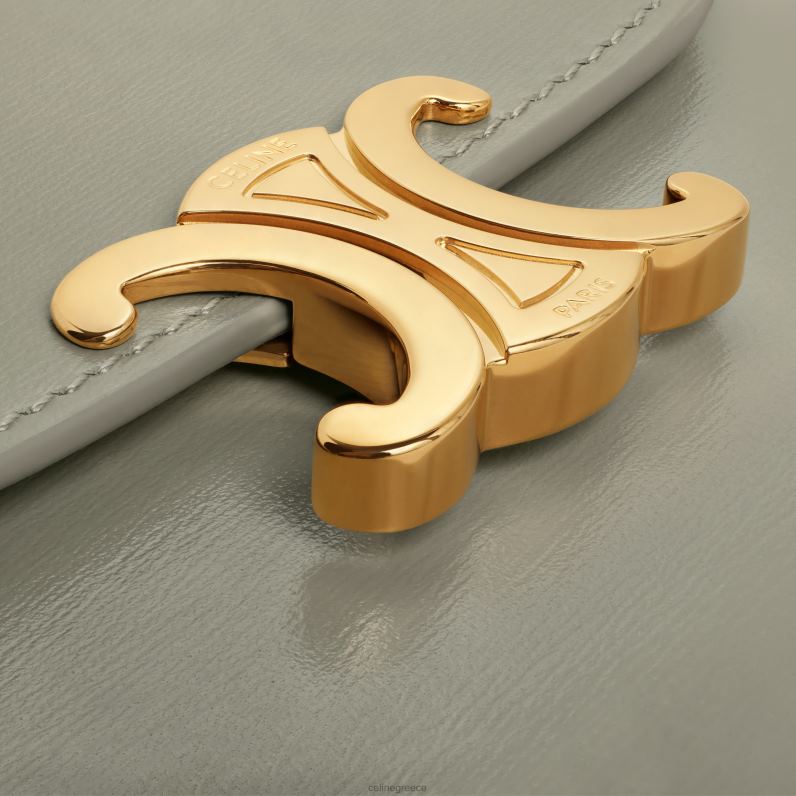 μικρό πορτοφόλι θρίαμβος σε γυαλιστερό δέρμα μοσχαριού γυναίκες CELINE 640PT456 αξεσουάρ πράσινο πηλό