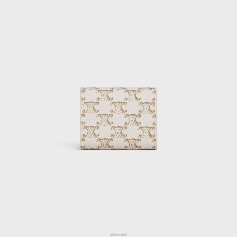 μικρό πορτοφόλι θρίαμβος σε καμβά θριάμβου γυναίκες CELINE 640PT457 αξεσουάρ λευκό/μαύρισμα