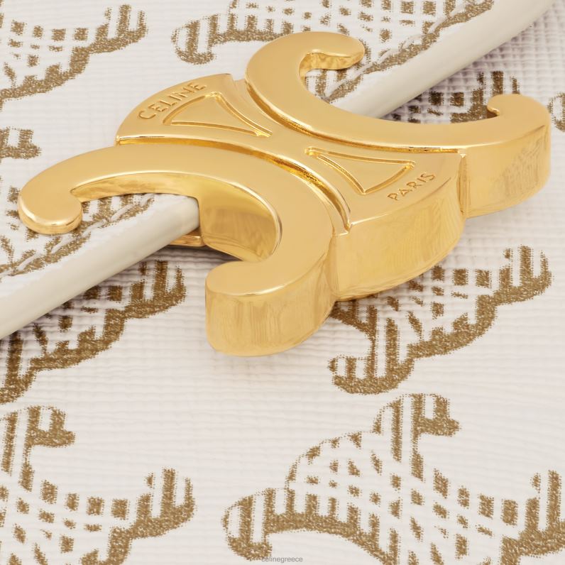 μικρό πορτοφόλι θρίαμβος σε καμβά θριάμβου γυναίκες CELINE 640PT457 αξεσουάρ λευκό/μαύρισμα