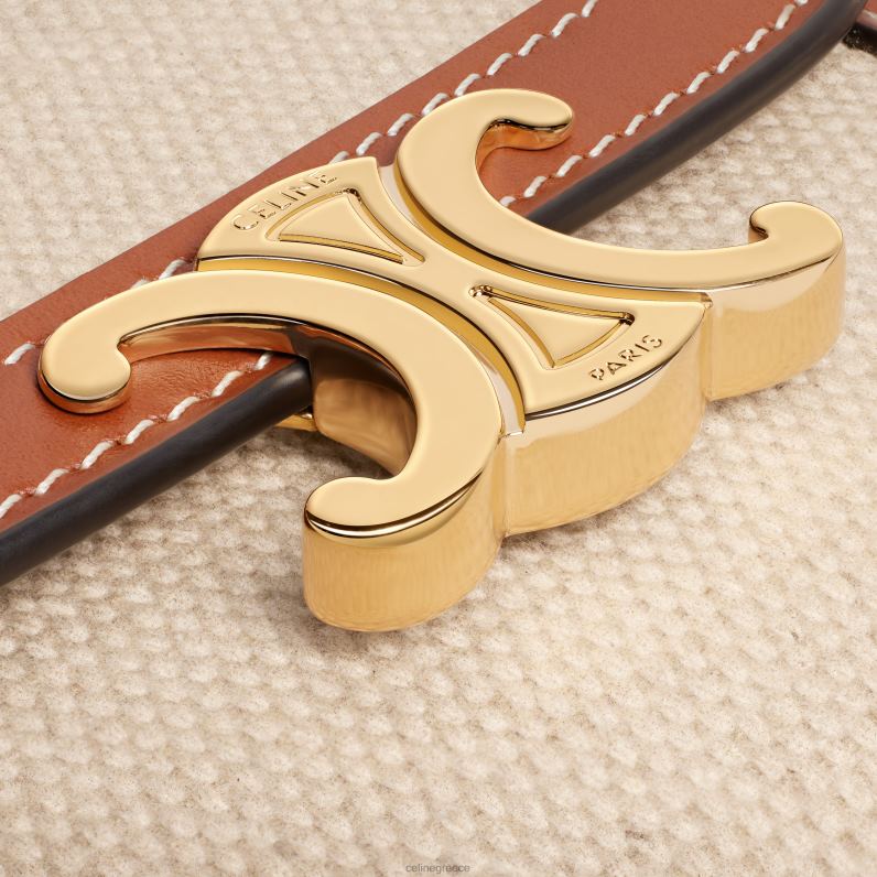 μικρό πορτοφόλι θρίαμβος σε ύφασμα & δέρμα μοσχαριού γυναίκες CELINE 640PT462 αξεσουάρ φυσικός/μαύρισμα