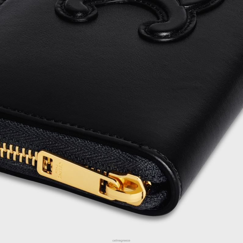 μεγάλο πορτοφόλι με φερμουάρ και θρίαμβος σε απαλό δέρμα μοσχαριού γυναίκες CELINE 640PT469 αξεσουάρ μαύρος