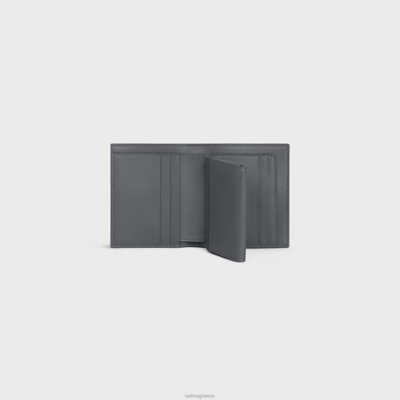 μικρό πορτοφόλι με λουράκι από δίχρωμο δέρμα μοσχαριού γυναίκες CELINE 640PT478 αξεσουάρ γκρι/vintage ροζ