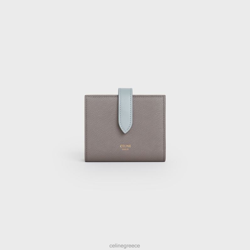 μικρό πορτοφόλι με λουράκι από δίχρωμο δέρμα μοσχαριού γυναίκες CELINE 640PT479 αξεσουάρ βότσαλο/ορυκτό