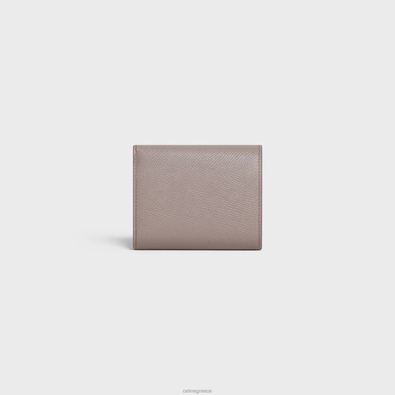 μικρό τρίπτυχο πορτοφόλι από δέρμα μοσχαριού γυναίκες CELINE 640PT485 αξεσουάρ χαλίκι